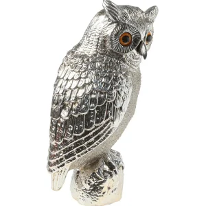 Herbstdeko^DecoWoerner Deko Figur Eule 43 Cm silber