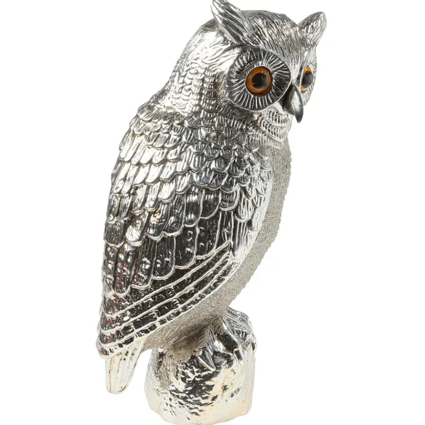 Herbstdeko^DecoWoerner Deko Figur Eule 43 Cm silber