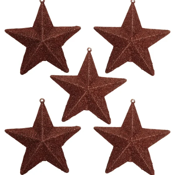 Weihnachtssterne^DecoWoerner Deko Glitzerstern, Pack á 5 Stück braun