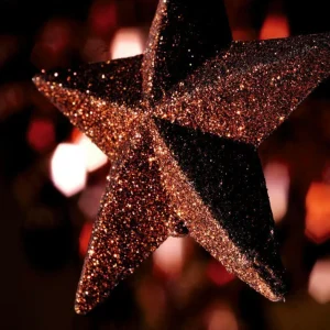 Weihnachtssterne^DecoWoerner Deko Glitzersterne, Pack á 3 Stück braun