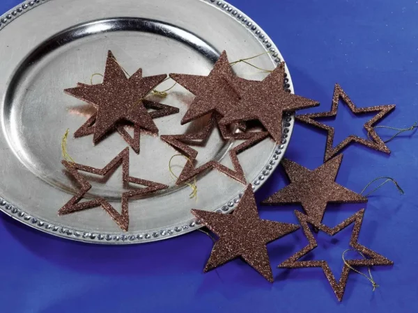 Weihnachtssterne^DecoWoerner Deko Glitzersterne, Pack á 10 Stück braun