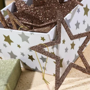 Weihnachtssterne^DecoWoerner Deko Glitzersterne, Pack á 10 Stück braun