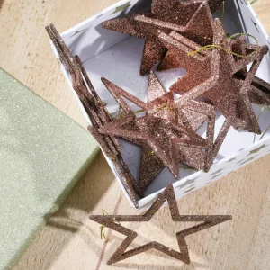 Weihnachtssterne^DecoWoerner Deko Glitzersterne, Pack á 10 Stück braun