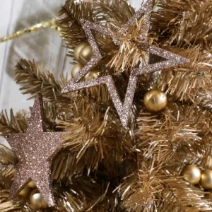 Weihnachtssterne^DecoWoerner Deko Glitzersterne, Pack á 10 Stück braun