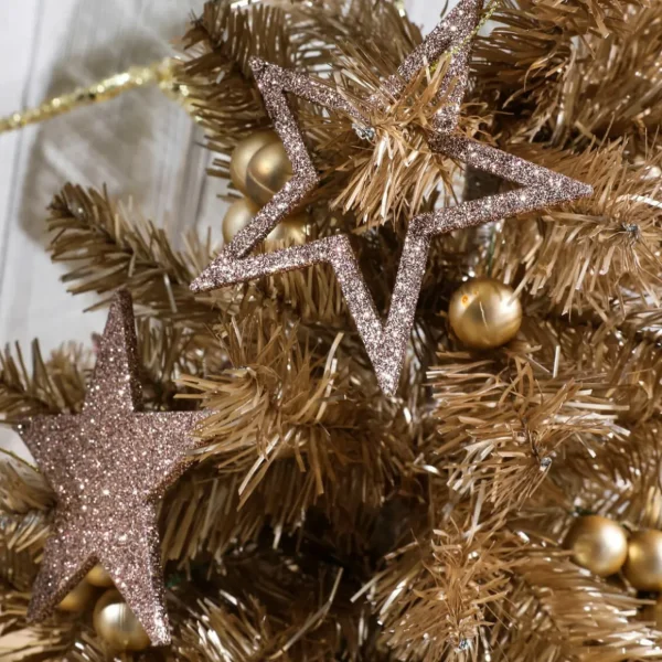Weihnachtssterne^DecoWoerner Deko Glitzersterne, Pack á 10 Stück braun
