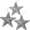 Weihnachtssterne^DecoWoerner Deko Glitzersterne , 20 Cm Ø, 3 Stück silber