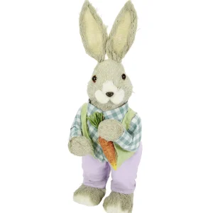 Dekotiere^DecoWoerner Deko Hase Aus Stroh Lila-blau 48 Cm Männchen mehrfarbig