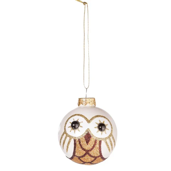 Weihnachtskugeln^DecoWoerner Deko Hänger Glas Kugel „Eule“ 24 Stück In Der Box braun