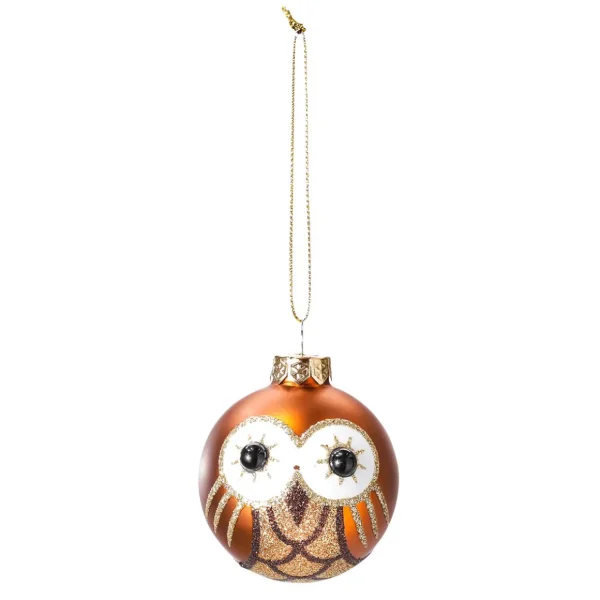 Weihnachtskugeln^DecoWoerner Deko Hänger Glas Kugel „Eule“ 24 Stück In Der Box braun