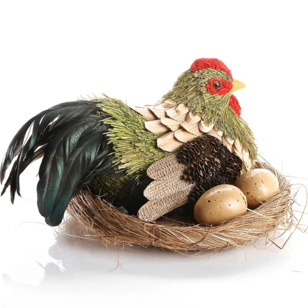 Dekotiere | Osterdeko^DecoWoerner Deko Huhn Im Nest 23 Cm Ø, 16 Cm Hoch grün