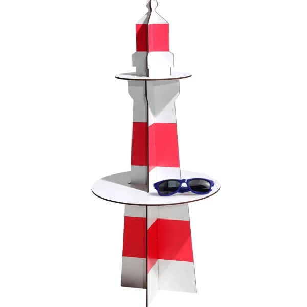 Sommerdeko^DecoWoerner Deko Leuchtturm Aus Holz, 80 Cm Hoch rot