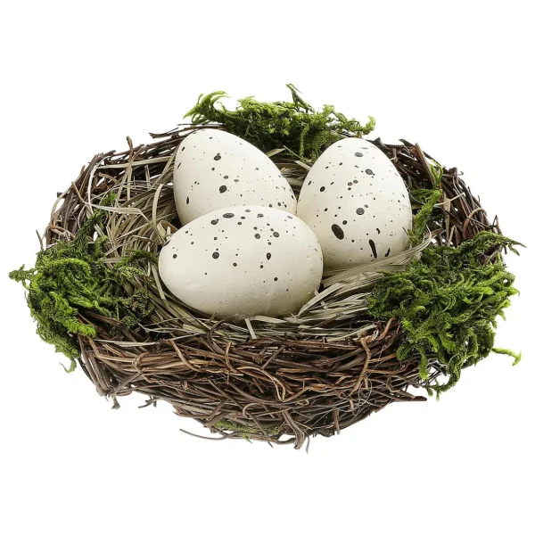 Frühlingsdeko | Osterdeko^DecoWoerner Deko Nest Mit Eiern 10 Cm Ø weiß