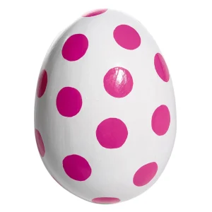 Osterdeko^DecoWoerner Deko Osterei Gepunktet 18 Cm, Weiß/ rosa