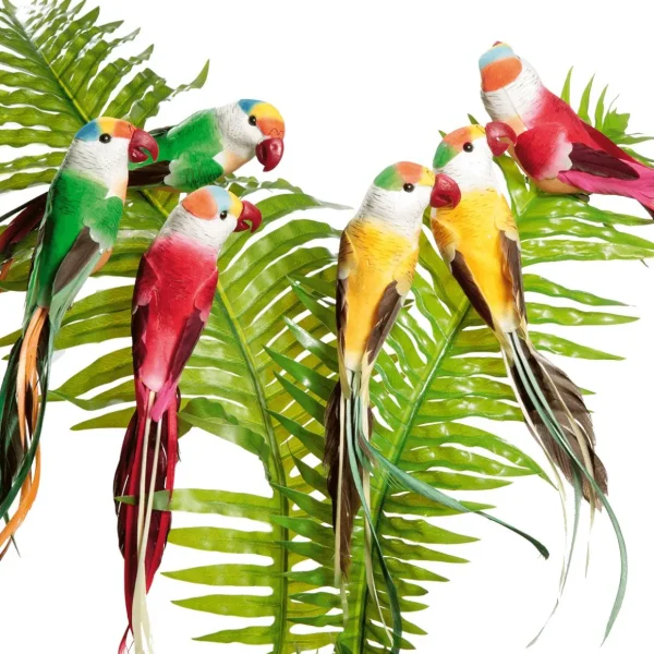 Sommerdeko^DecoWoerner Deko Papageien 22 Cm, 6 Stück mehrfarbig