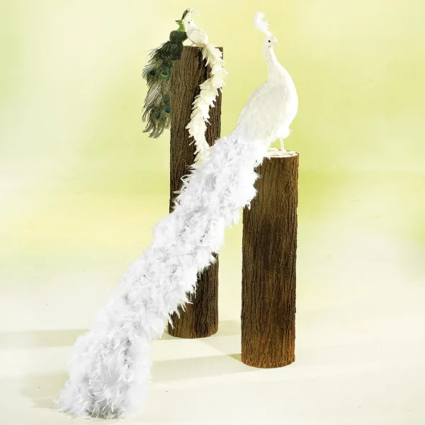 Dekotiere | Winterdeko^DecoWoerner Deko Pfau , 150 Cm Lang weiß