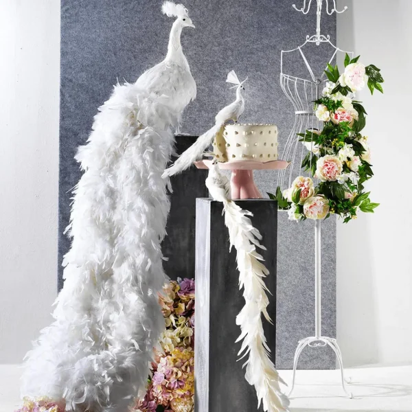 Dekotiere | Winterdeko^DecoWoerner Deko Pfau , 150 Cm Lang weiß
