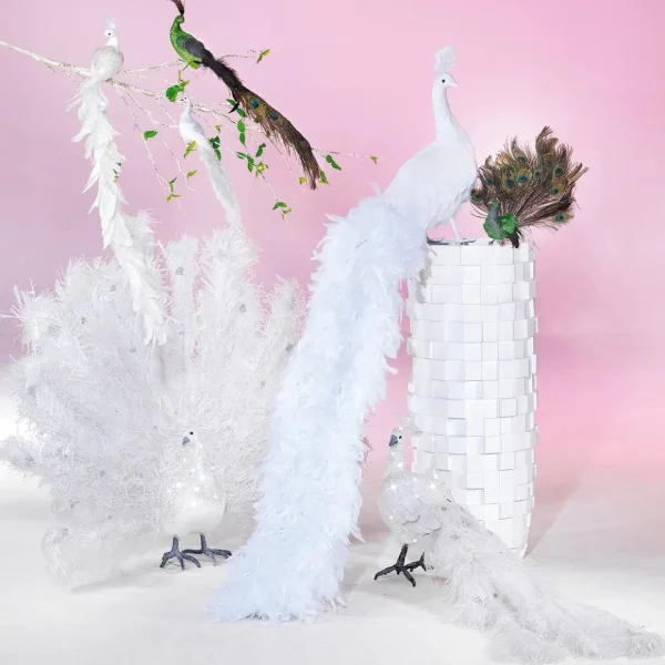 Dekotiere | Winterdeko^DecoWoerner Deko Pfau , 150 Cm Lang weiß