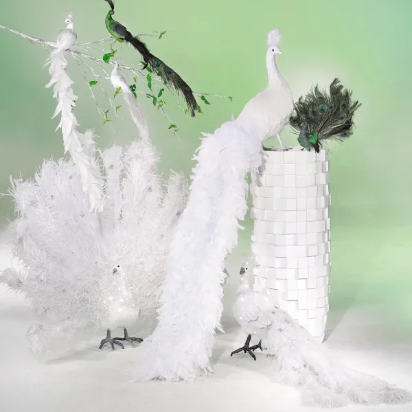 Dekotiere | Winterdeko^DecoWoerner Deko Pfau , 150 Cm Lang weiß