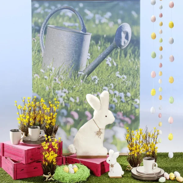 Osterdeko^DecoWoerner Deko Plüsch-Hasen-Aufsteller, , 21 Cm Hoch weiß