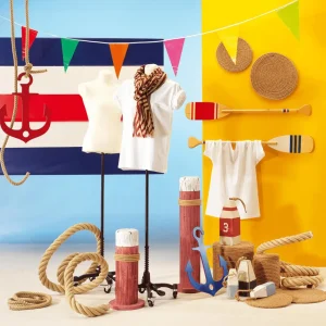 Sommerdeko^DecoWoerner Deko Poller Maritim, 80 Cm Hoch braun