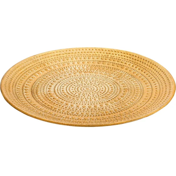 Naturdeko^DecoWoerner Deko Schale Aus Holz Gold Lackiert 49 Cm Ø Mit Verzierungen Beige