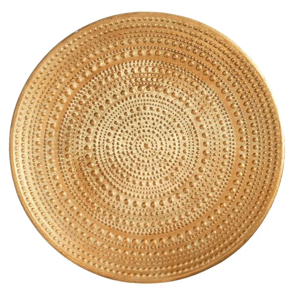 Naturdeko^DecoWoerner Deko Schale Aus Holz Gold Lackiert 49 Cm Ø Mit Verzierungen Beige