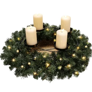 Naturdeko^DecoWoerner Deko Schale Aus Holz Gold Lackiert 49 Cm Ø Mit Verzierungen Beige