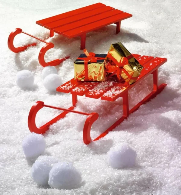 Winterdeko^DecoWoerner Deko Schlitten , 50 Cm rot