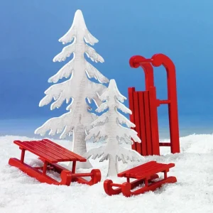 Winterdeko^DecoWoerner Deko Schlitten , 50 Cm rot