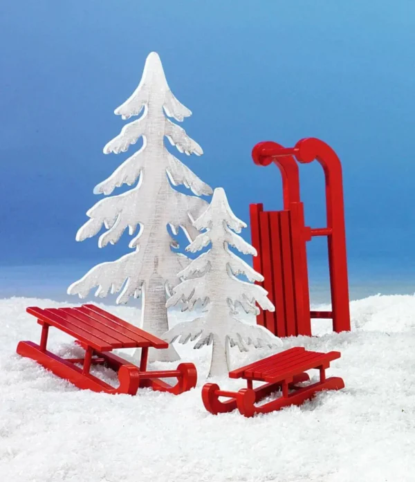 Winterdeko^DecoWoerner Deko Schlitten , 50 Cm rot