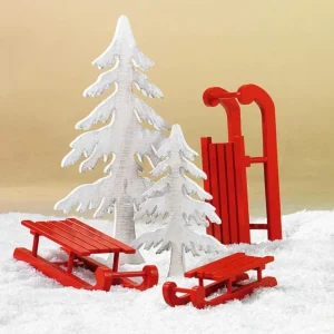 Winterdeko^DecoWoerner Deko Schlitten , 50 Cm rot