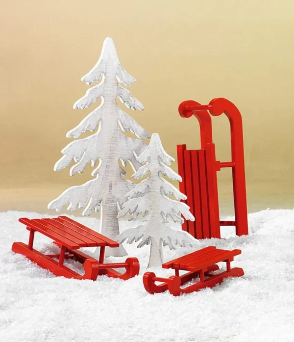 Winterdeko^DecoWoerner Deko Schlitten , 50 Cm rot