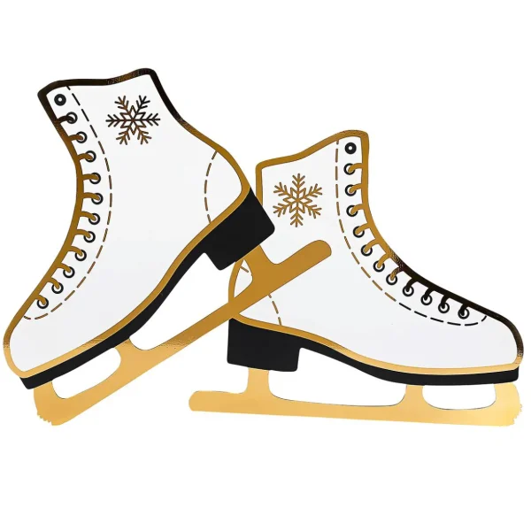 Winterdeko^DecoWoerner Deko Schlittschuhe / Gold 43 X 30 Cm weiß