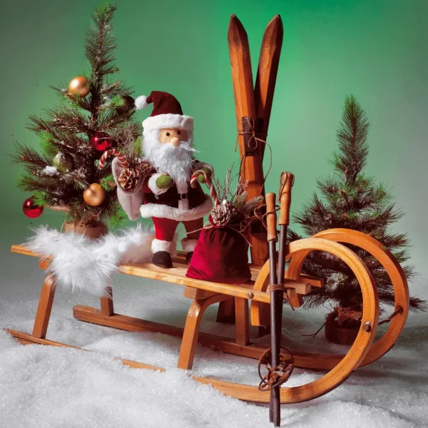 Winterdeko^DecoWoerner Deko Ski Aus Holz, 90 Cm Lang Naturholz