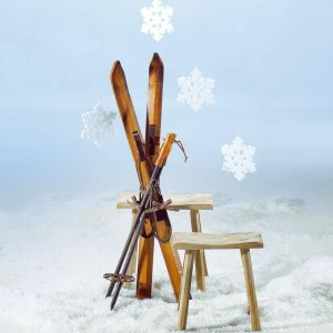 Winterdeko^DecoWoerner Deko Ski Aus Holz, 90 Cm Lang Naturholz