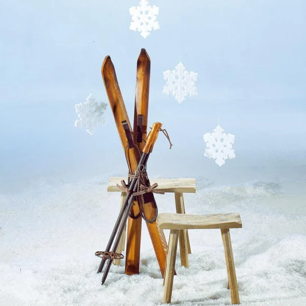 Winterdeko^DecoWoerner Deko Ski Aus Holz, 90 Cm Lang Naturholz