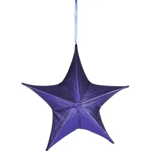 Weihnachtssterne^DecoWoerner Deko Stoff-Faltstern, Metallic, Mit Reißverschluss blau