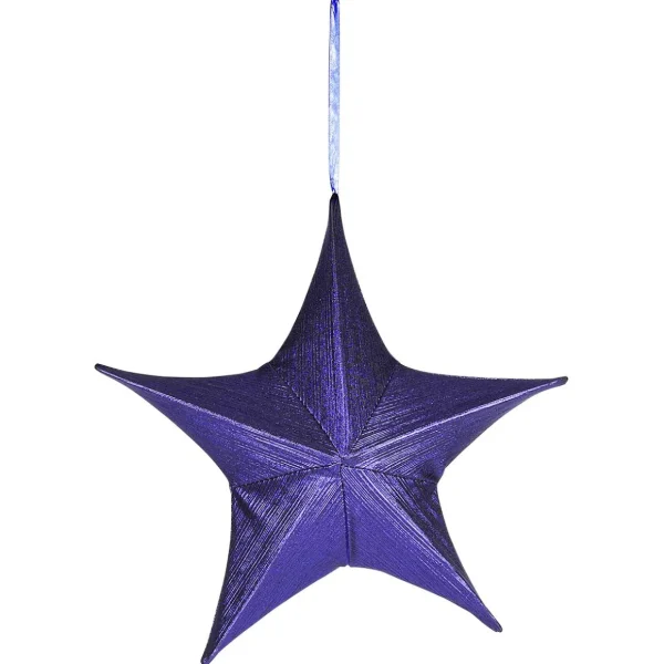 Weihnachtssterne^DecoWoerner Deko Stoff-Faltstern, Metallic, Mit Reißverschluss blau