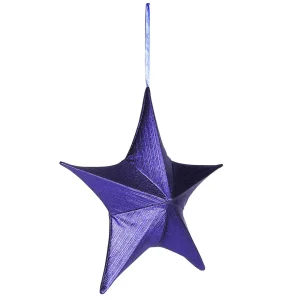 Weihnachtssterne^DecoWoerner Deko Stoff-Faltstern, Metallic, Mit Reißverschluss blau