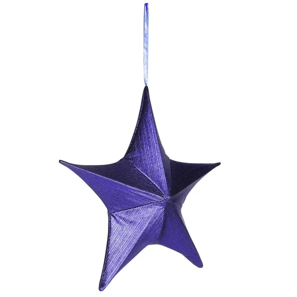 Weihnachtssterne^DecoWoerner Deko Stoff-Faltstern, Metallic, Mit Reißverschluss blau