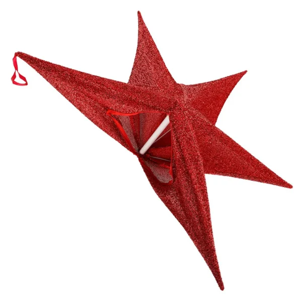 Weihnachtssterne^DecoWoerner Deko Stoff-Faltstern Glitter Mit Reißverschluss, 40 Cm rot