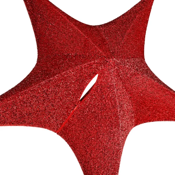 Weihnachtssterne^DecoWoerner Deko Stoff-Faltstern Glitter Mit Reißverschluss, 40 Cm rot