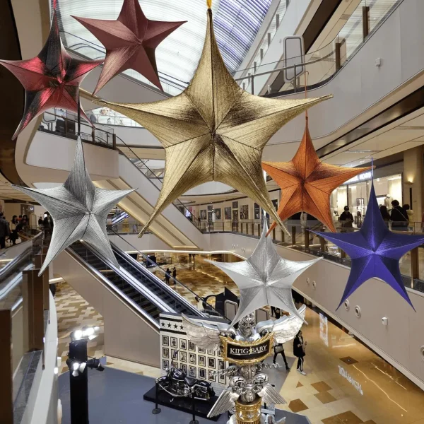 Xxl Weihnachtsdeko | Weihnachtssterne^DecoWoerner Deko Stoff-Faltstern, Kupfer Metallic, Mit Reißverschluss orange