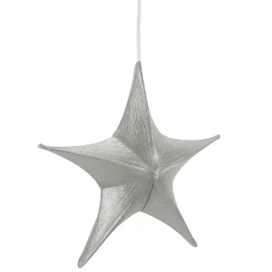 Themen-Deko | Xxl Weihnachtsdeko^DecoWoerner Deko Stoff-Faltstern Metallic Mit Reißverschluss silber