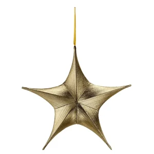 Weihnachtssterne^DecoWoerner Deko Stoff-Faltstern Schwarz Mit Reißverschluss, 40 Cm gold