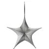 Weihnachtssterne^DecoWoerner Deko Stoff-Faltstern Schwarz- Mit Reißverschluss, 40 Cm silber