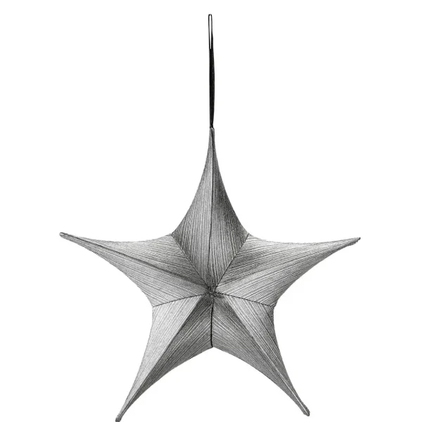 Weihnachtssterne^DecoWoerner Deko Stoff-Faltstern Schwarz- Mit Reißverschluss, 40 Cm silber