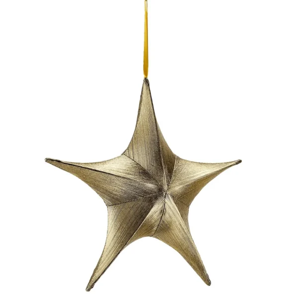 Weihnachtssterne^DecoWoerner Deko Stoff-Faltstern Schwarz Mit Reißverschluss, 40 Cm gold