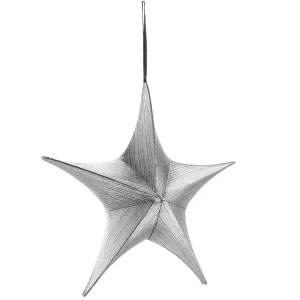 Weihnachtssterne^DecoWoerner Deko Stoff-Faltstern Schwarz- Mit Reißverschluss, 40 Cm silber