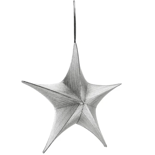 Weihnachtssterne^DecoWoerner Deko Stoff-Faltstern Schwarz- Mit Reißverschluss, 40 Cm silber